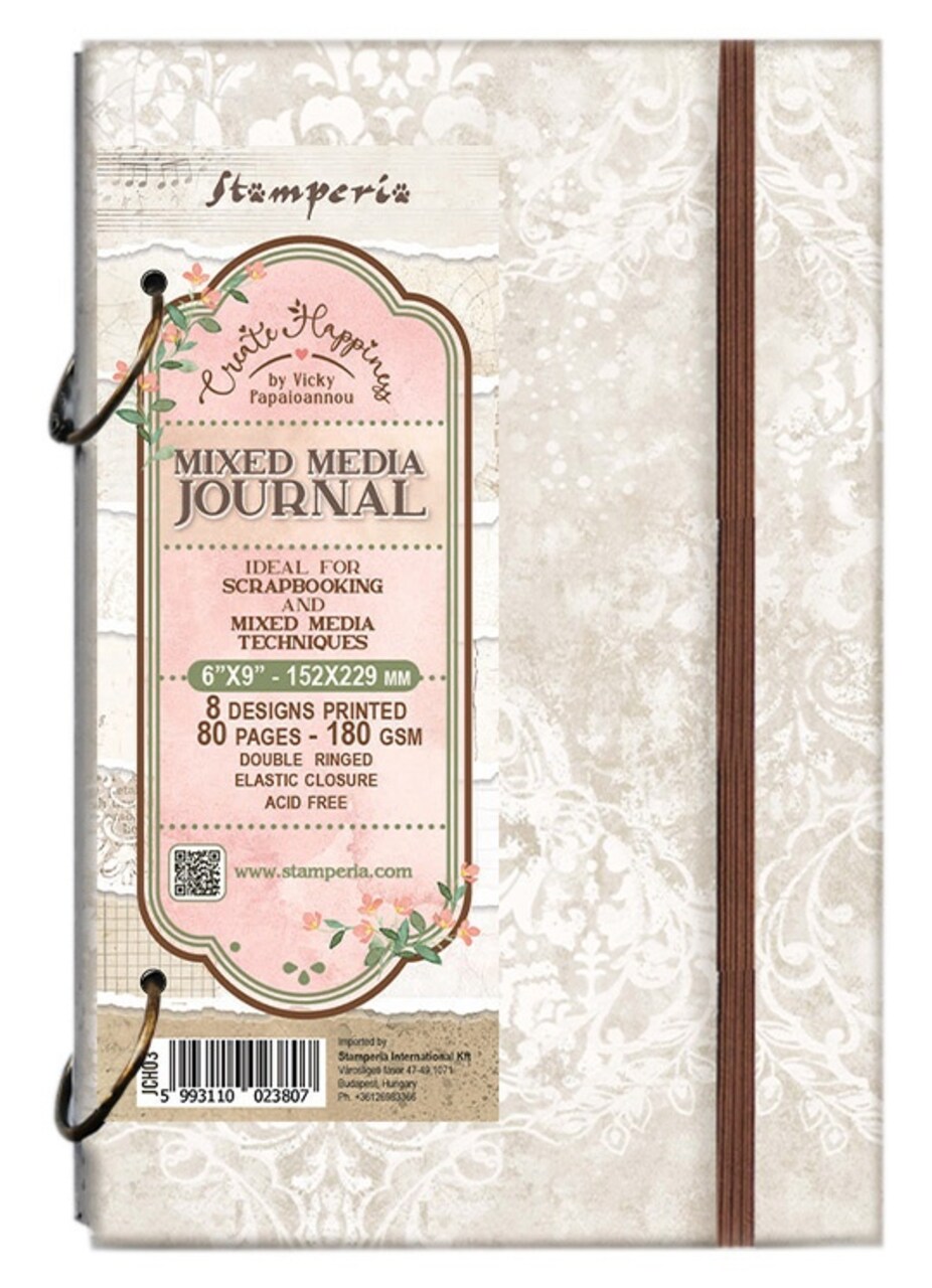 Create Happiness Ring Mixed Media Journal 6"X9"-8 Designs/80 Pages